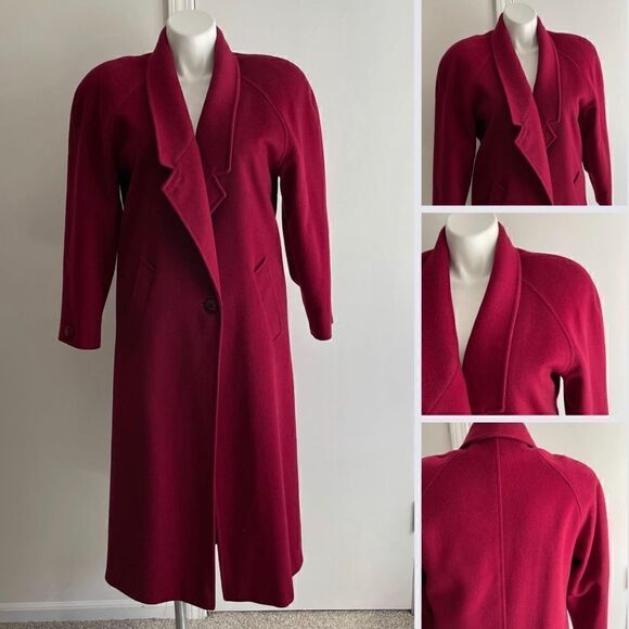 Vintage Jackets & Blazers - Vintage Ruby Wool Coat, Size 4, Made by Cassidy